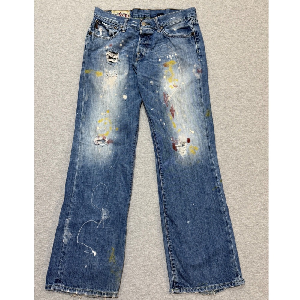 Abercrombie & Fitch Mens 31x32 Low Rise Paint Splatter Distressed Jeans 90s Y2K